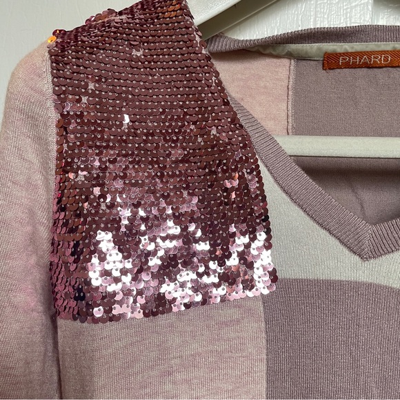 Phard Tunic V-neck Block Sequin Sweater - Picture 5 of 10